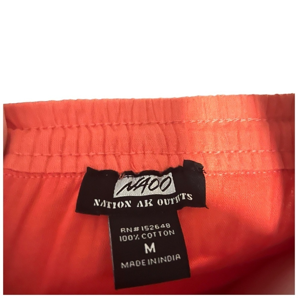 Vintage NAOO Boho Eyelet Button Front Skirt Size Size Medium Coral - Picture 4 of 5